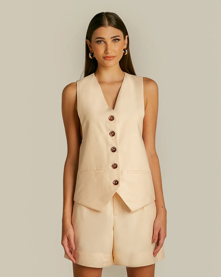 Anne Fernandes Tailored Vest+Shorts Set