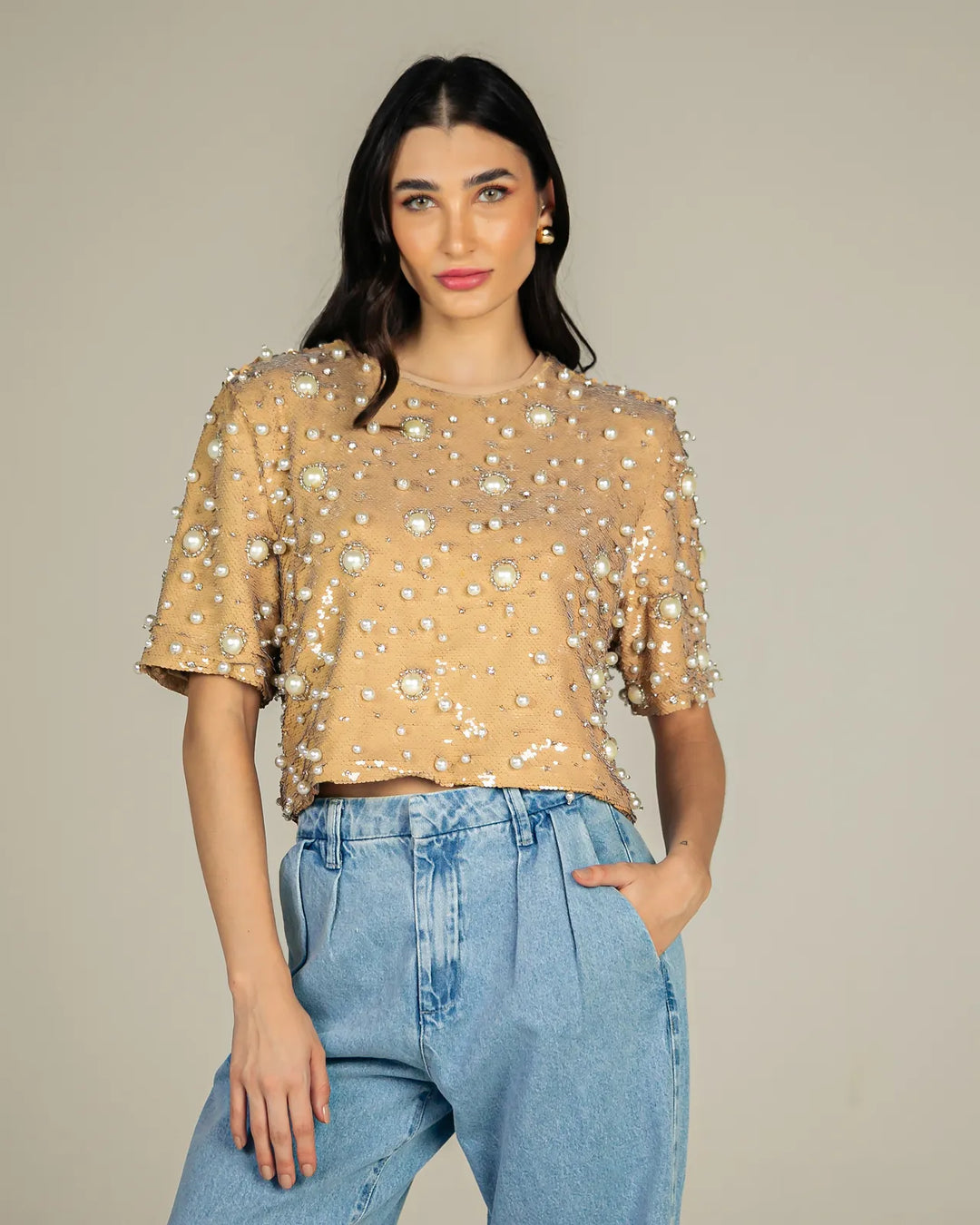 Sequin Embroidered T-Shirt