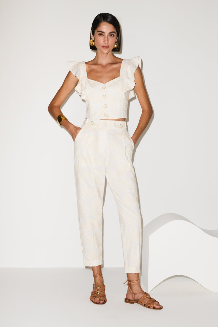 Linen Set Ruffle Top + Frutacor Pants