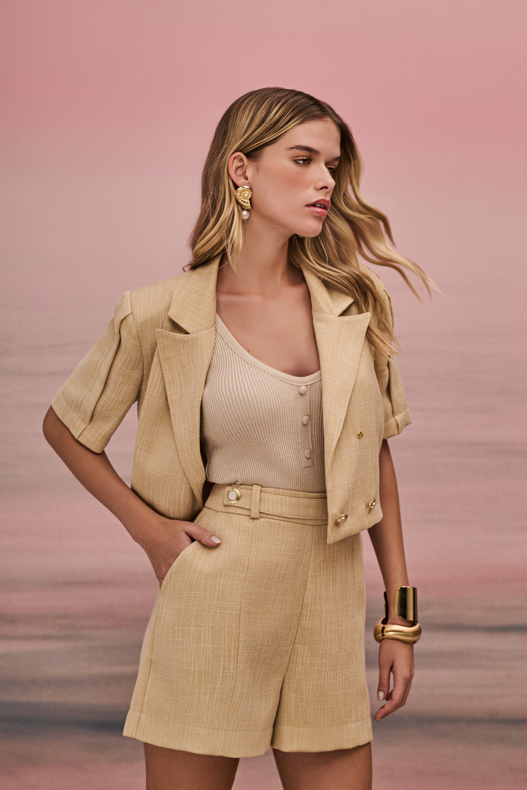 Cropped Blazer + Shorts Set