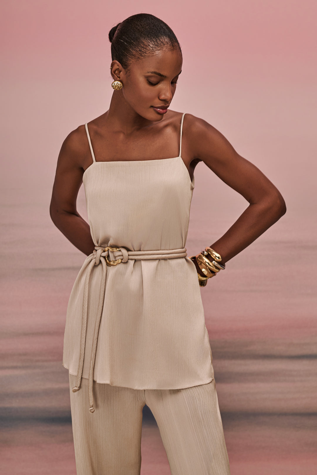Strappy Top + Wide Leg Pants Set