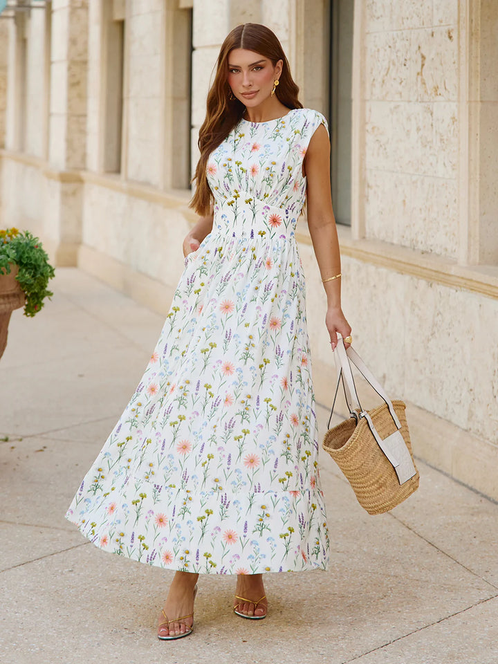 Vestido Midi Floral Ombreiras Boulevar