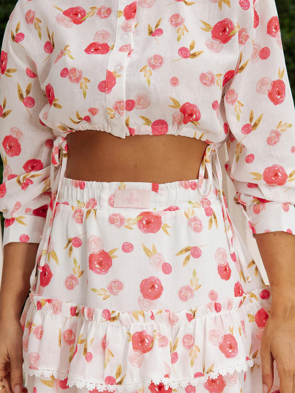 Floral Skirt and Crop Top Set
