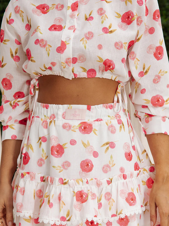 Floral Skirt and Crop Top Set