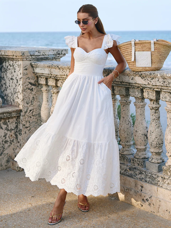 Vestido Midi Cambraia Santorini