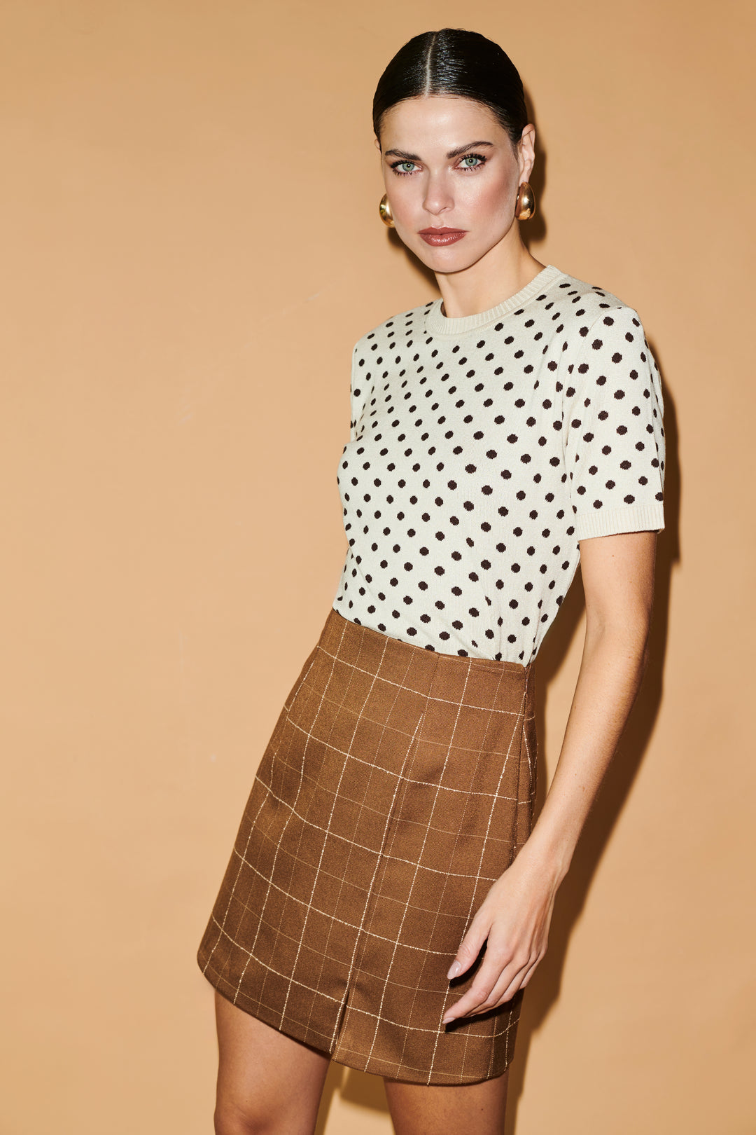 Frutacor Polka Dot Jacquard Knit Blouse