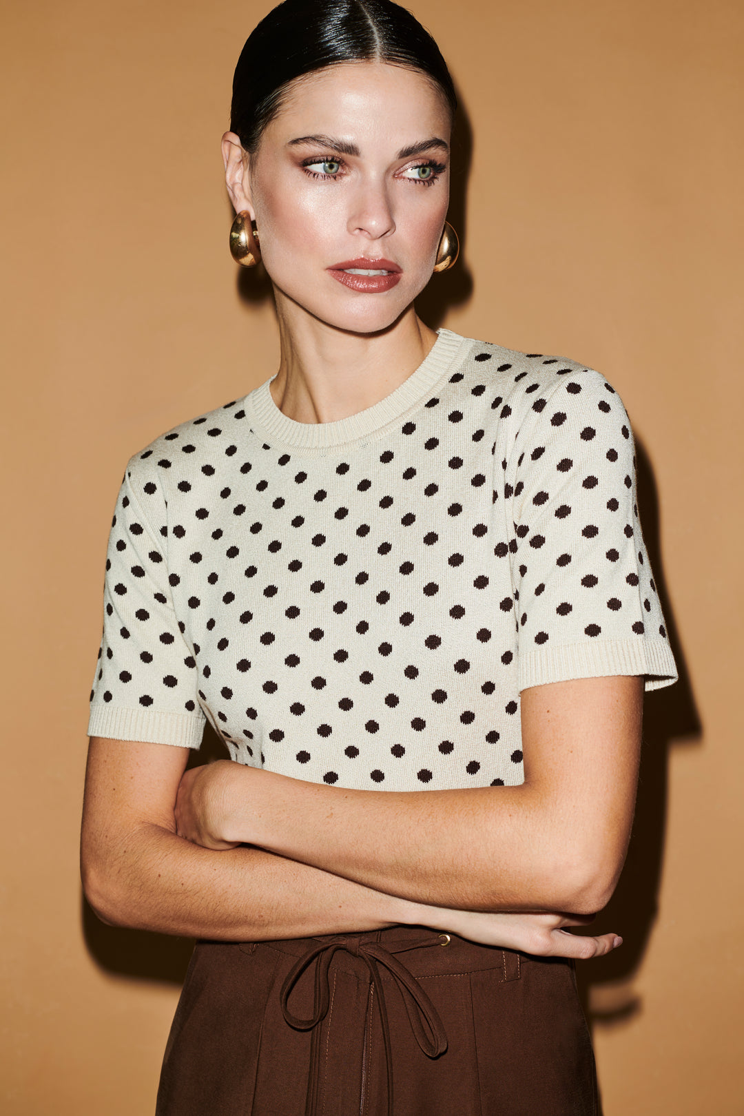 Frutacor Polka Dot Jacquard Knit Blouse
