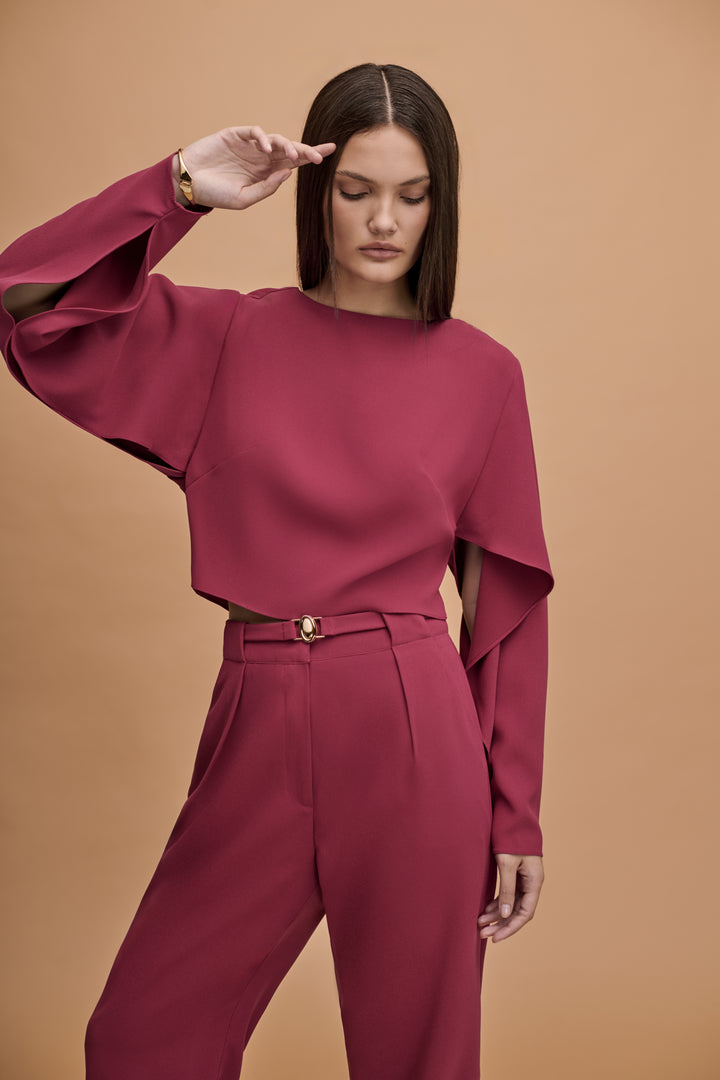 Crepe V-neck Blouse
