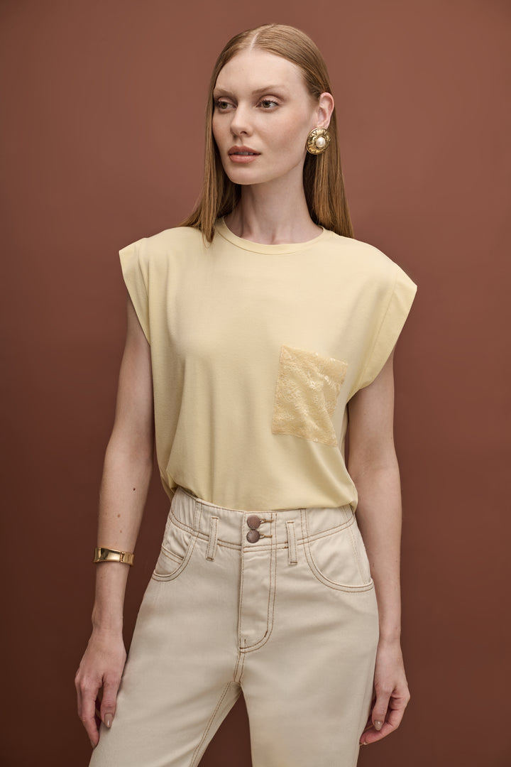 Straight Pants with Contrast Stitching