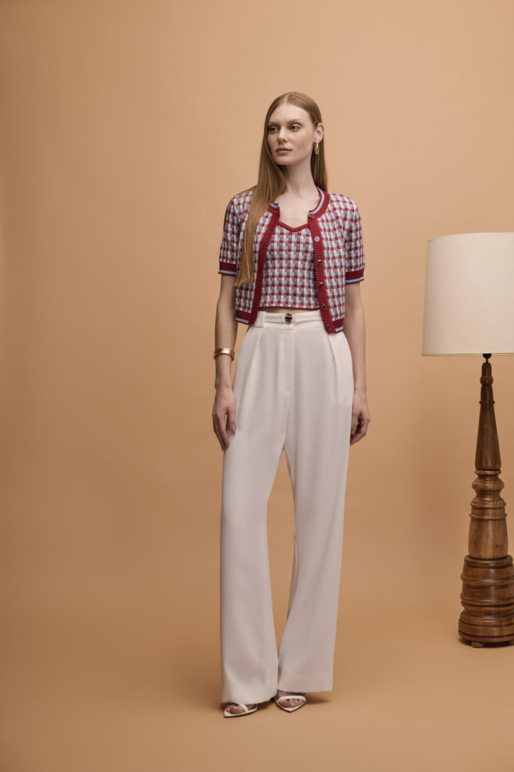Pied de Poule Jacquard Top+Jacket Set