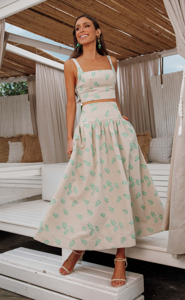 Anne Fernandes Cropped Strap+Skirt Set
