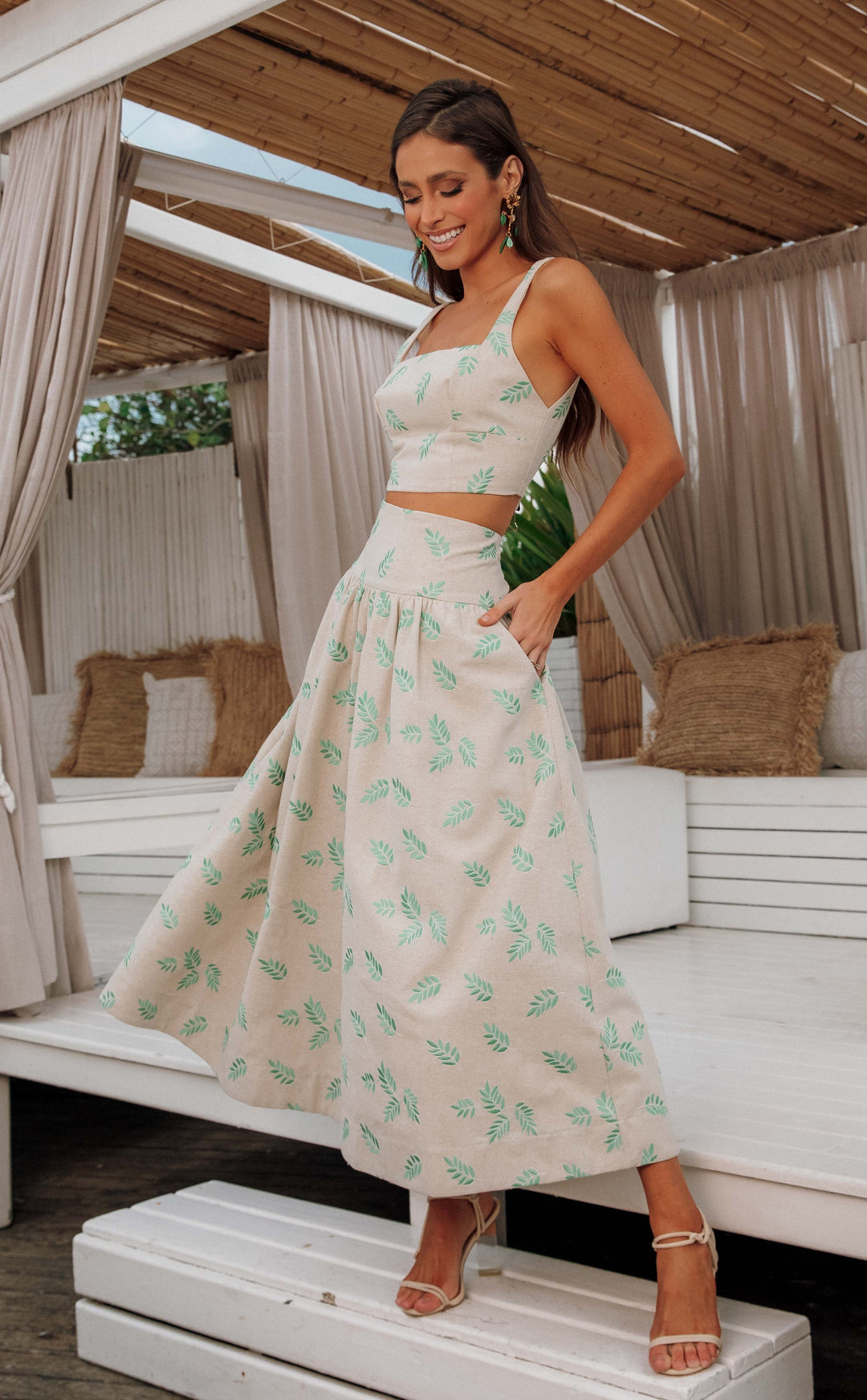 Anne Fernandes Cropped Strap+Skirt Set