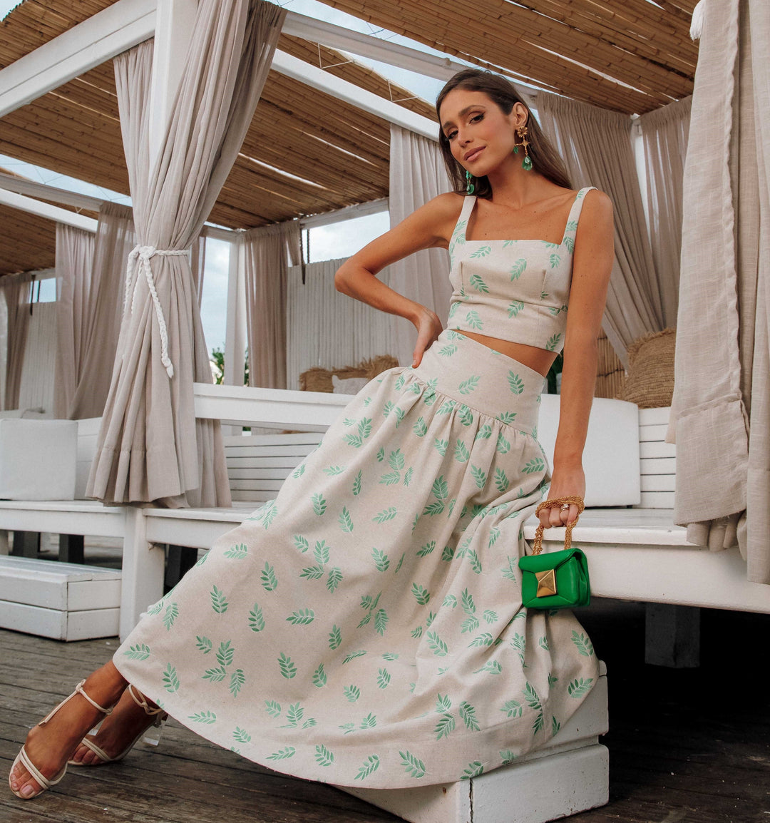 Anne Fernandes Cropped Strap+Skirt Set