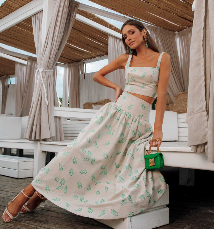 Anne Fernandes Cropped Strap+Skirt Set