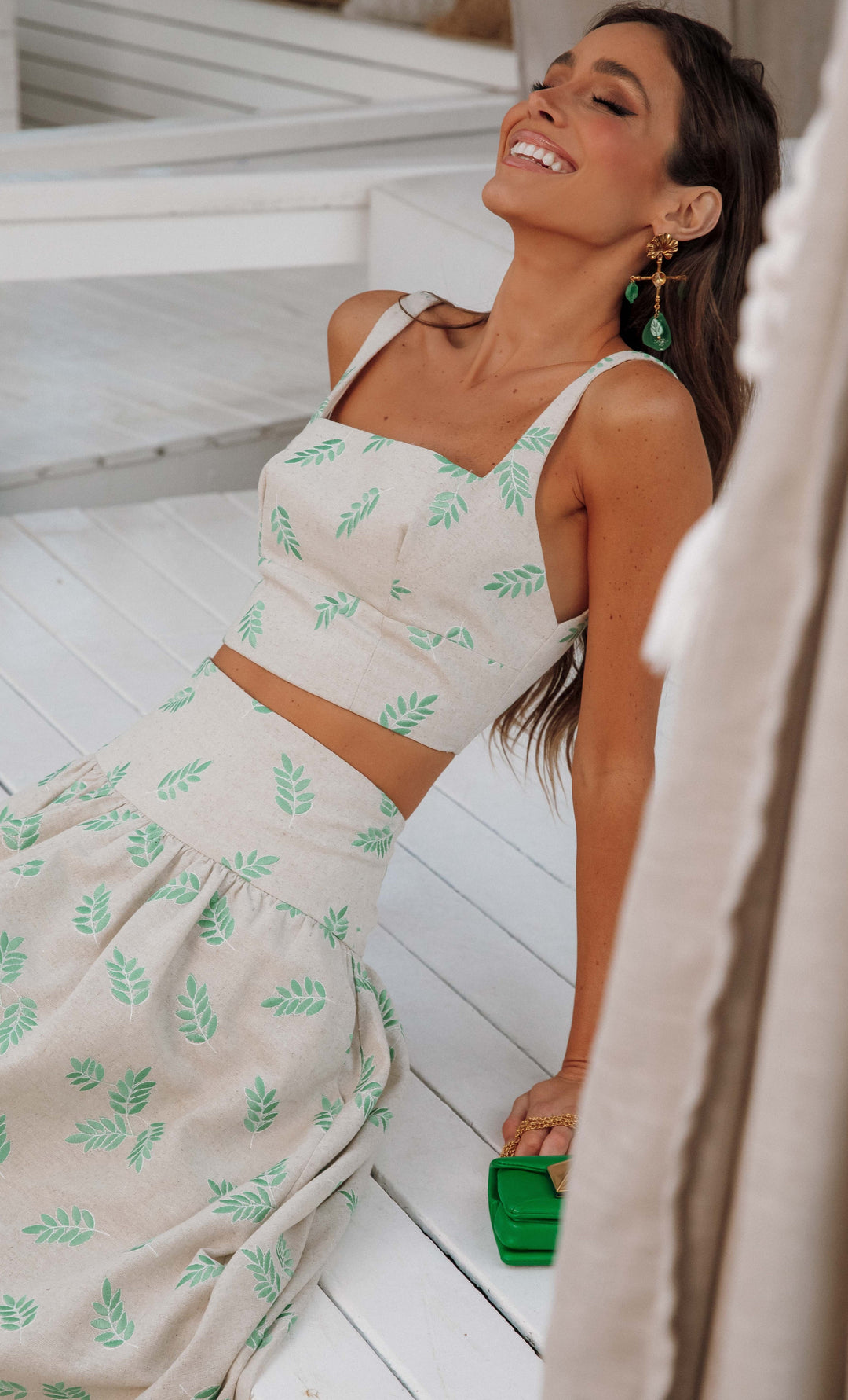 Anne Fernandes Cropped Strap+Skirt Set