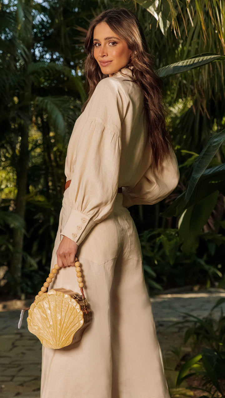 Anne Fernandes Ruffle Collar Shirt+Pants Set