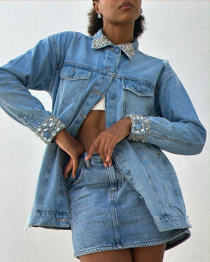 Embroidered Maxi Denim Jacket