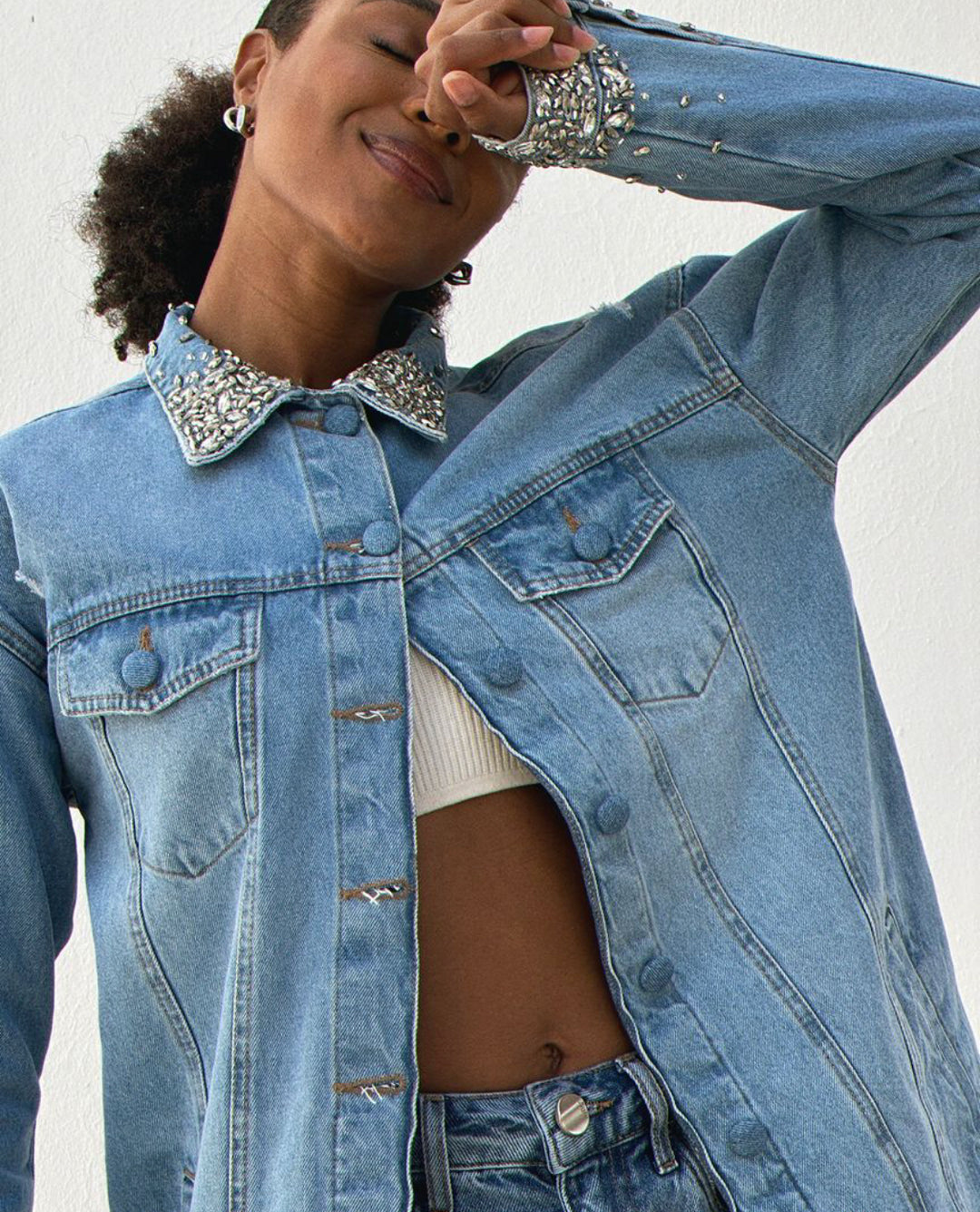Embroidered Maxi Denim Jacket