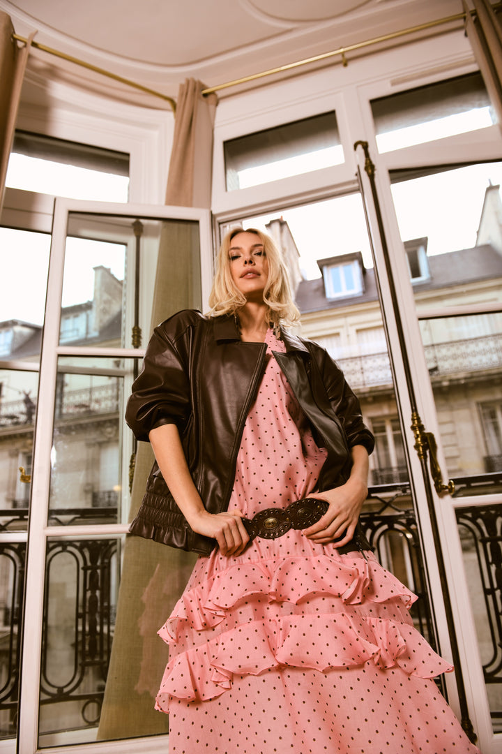Oversized Leather Bomber Jacket