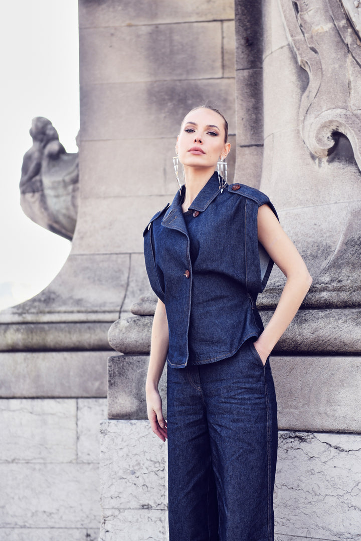 Jeans Pants+Vest Set