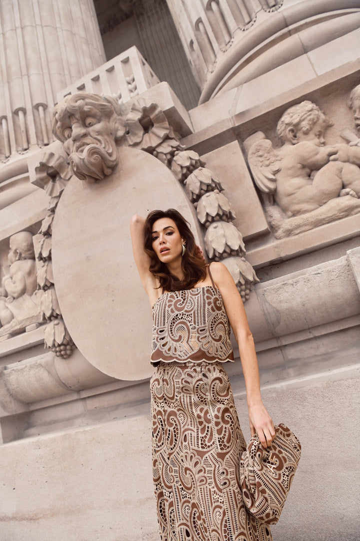 Lace Top+Midi Skirt Set