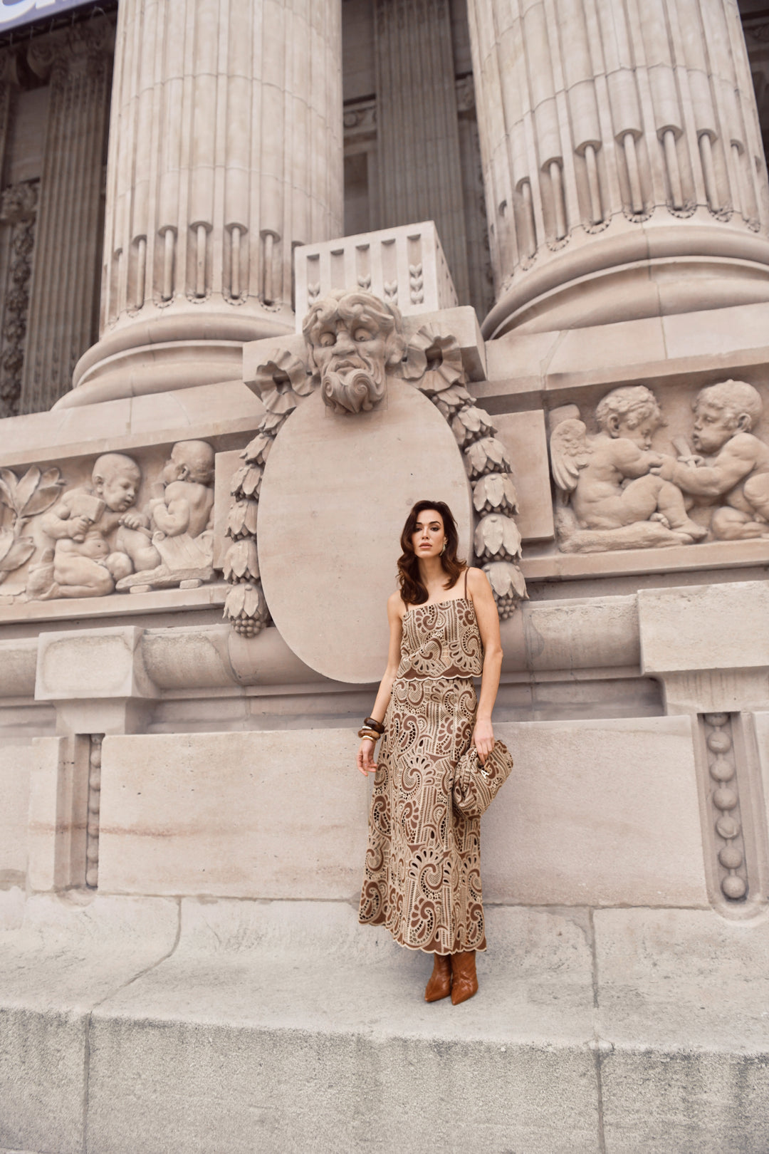 Lace Top+Midi Skirt Set