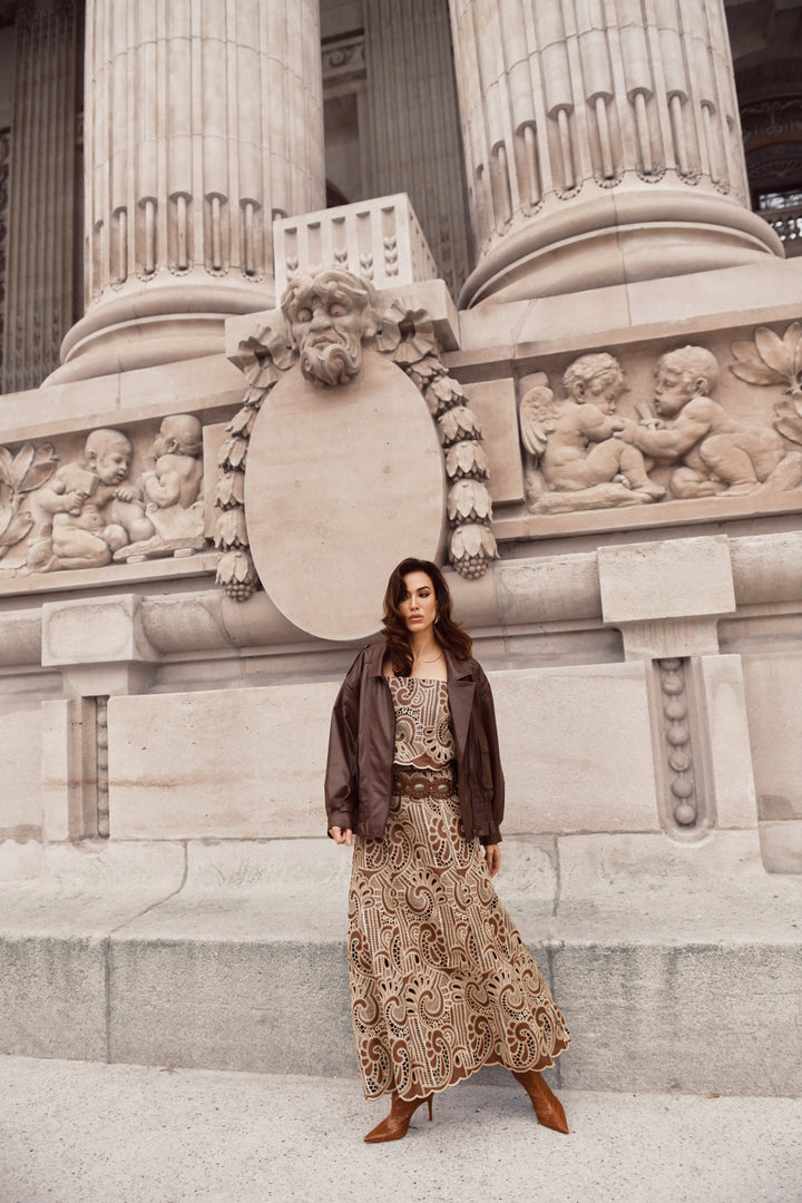 Lace Top+Midi Skirt Set