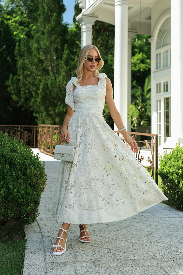 Guipure Lace Midi Dress