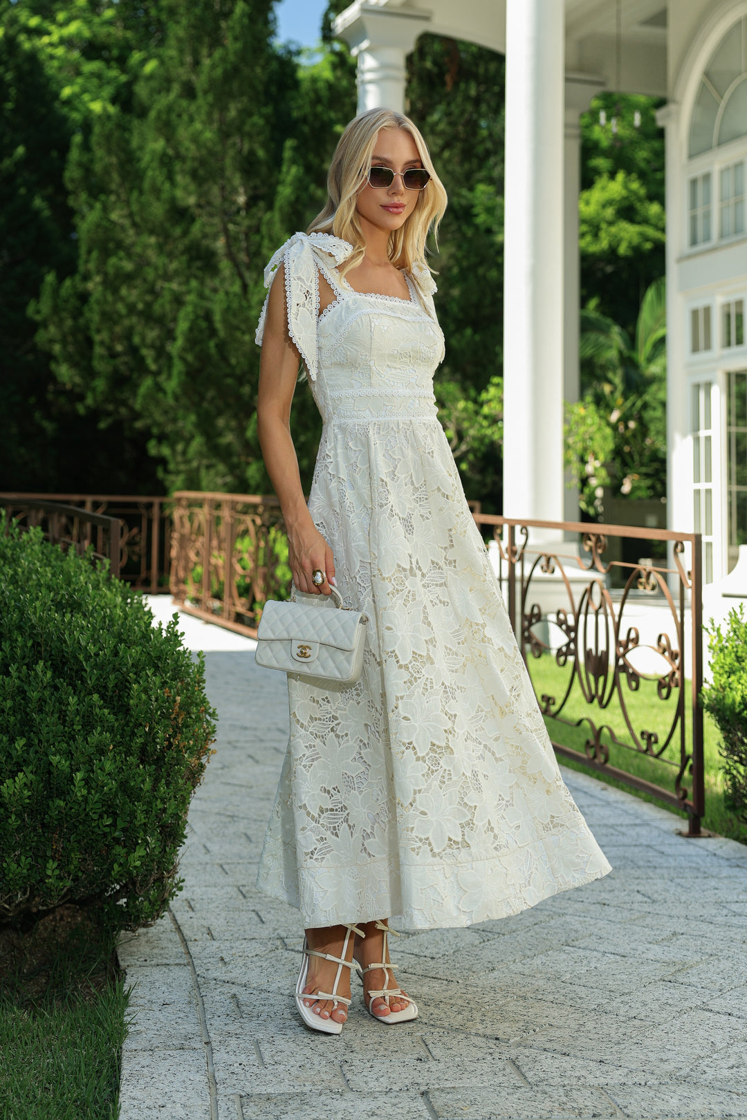 Guipure Lace Midi Dress