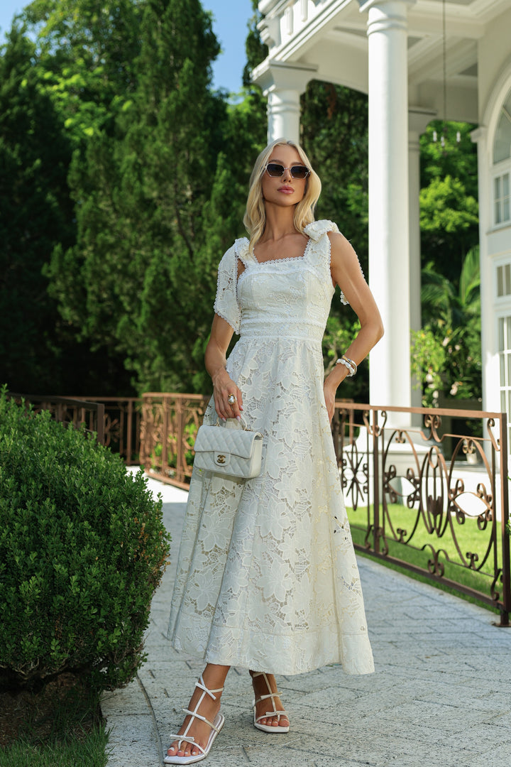 Guipure Lace Midi Dress