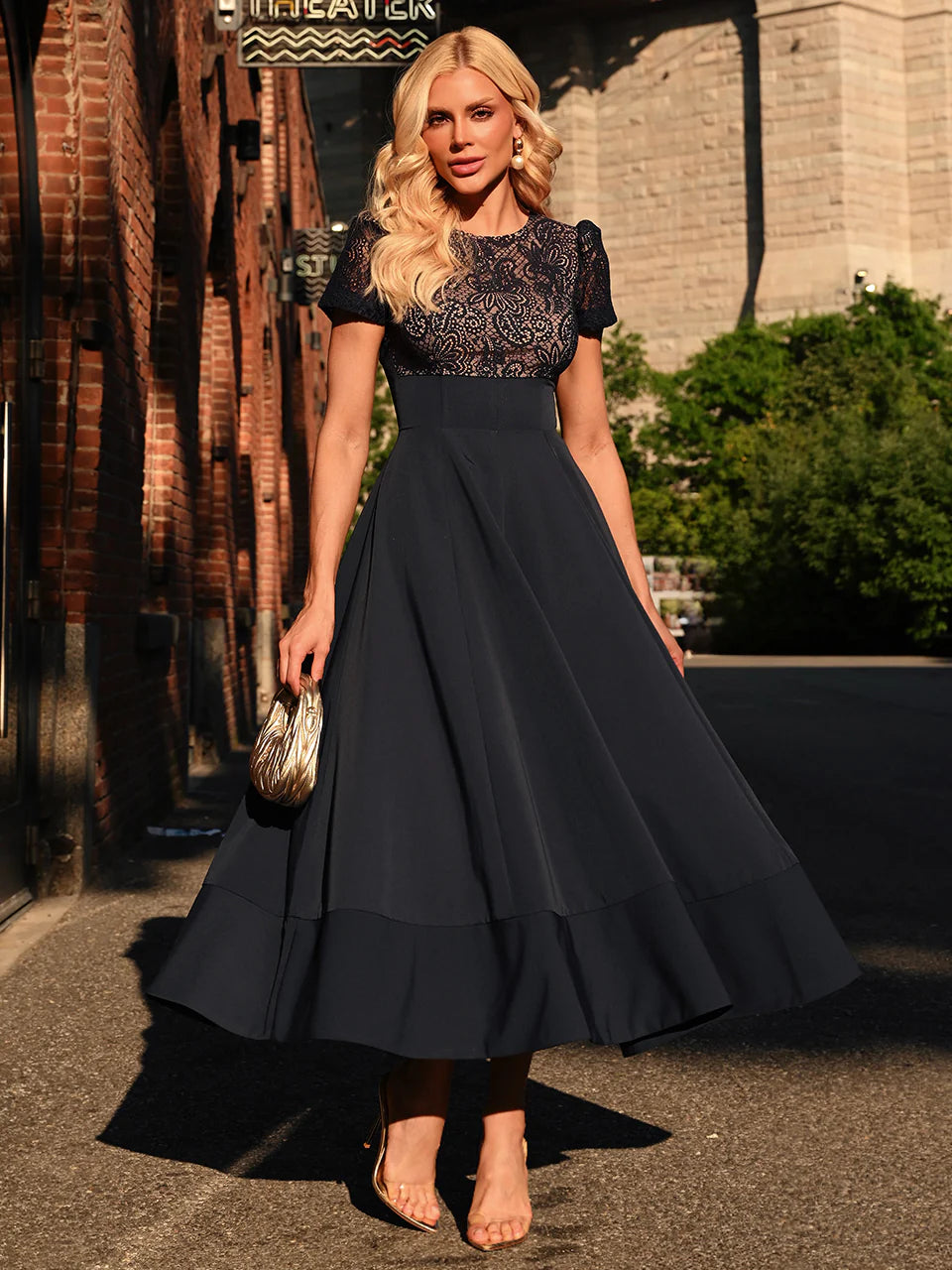 Trophy Godet Midi Dress
