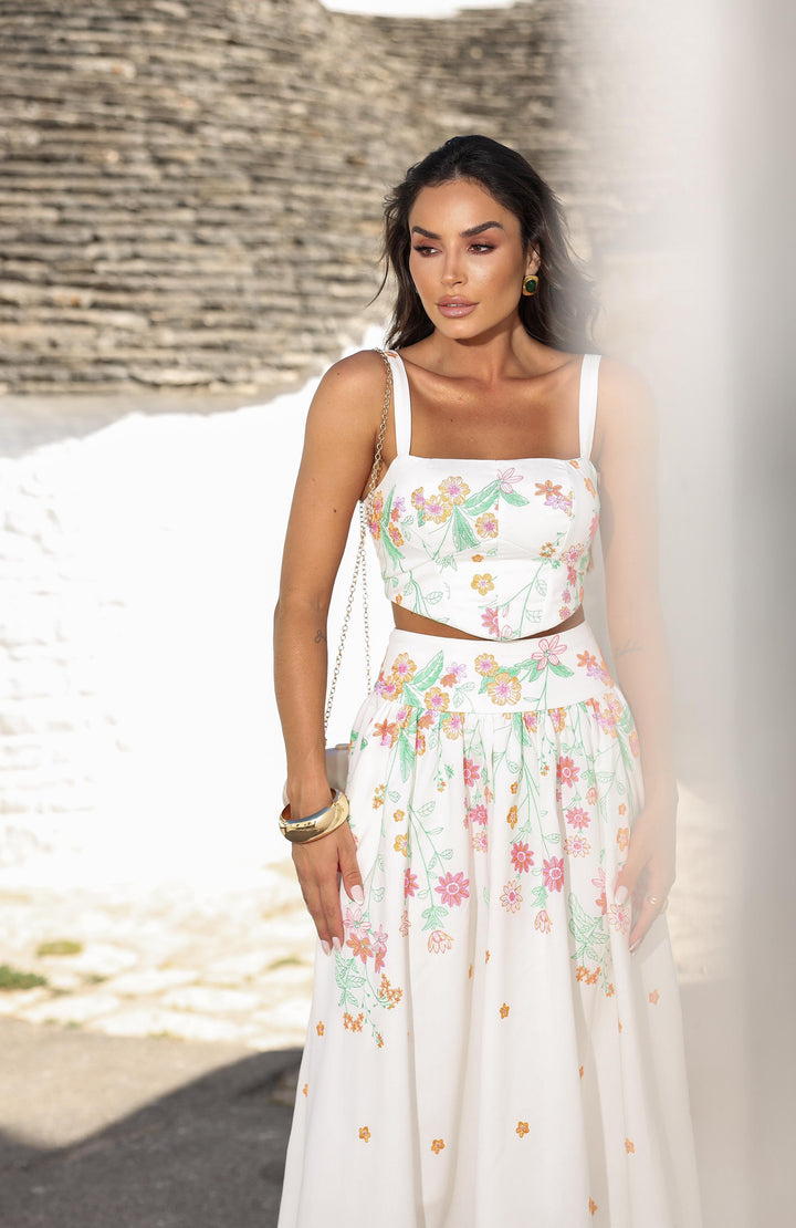Pink Lemonade Midi Skirt+Cropped Top Set