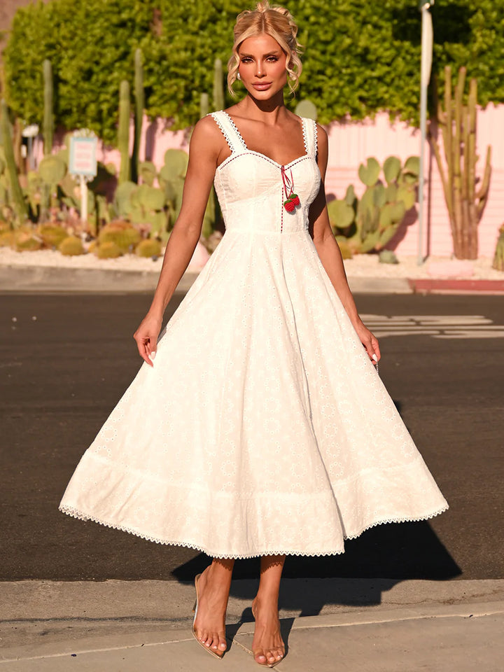 Strawberry Bloom Midi Dress