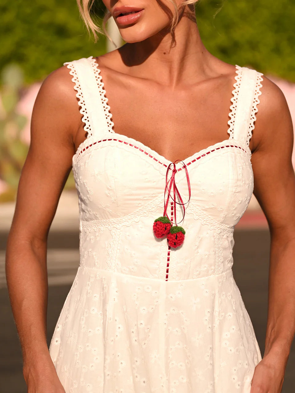 Strawberry Bloom Midi Dress