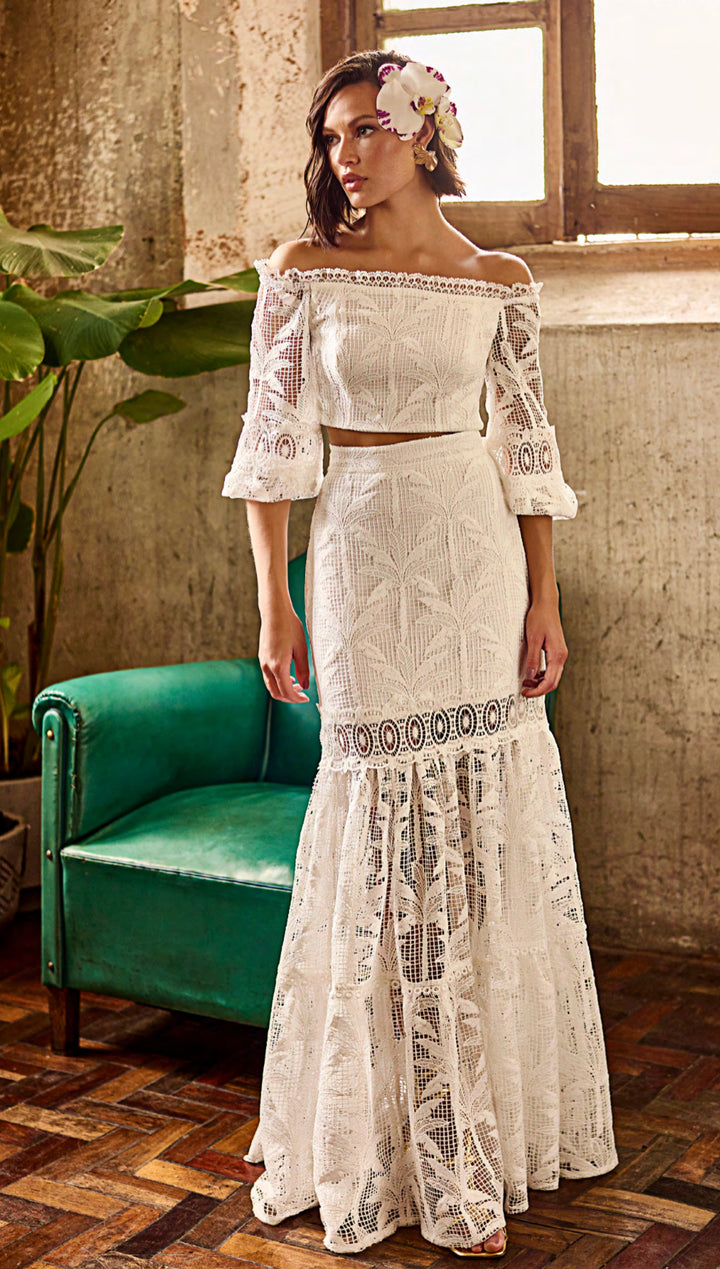 Regina Salomão Lace Cropped Top+Long Skirt Set