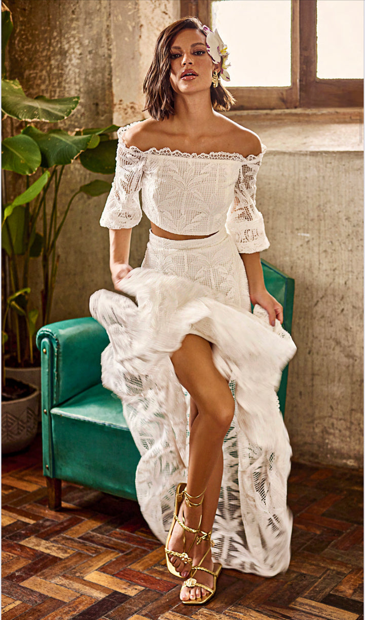 Regina Salomão Lace Cropped Top+Long Skirt Set