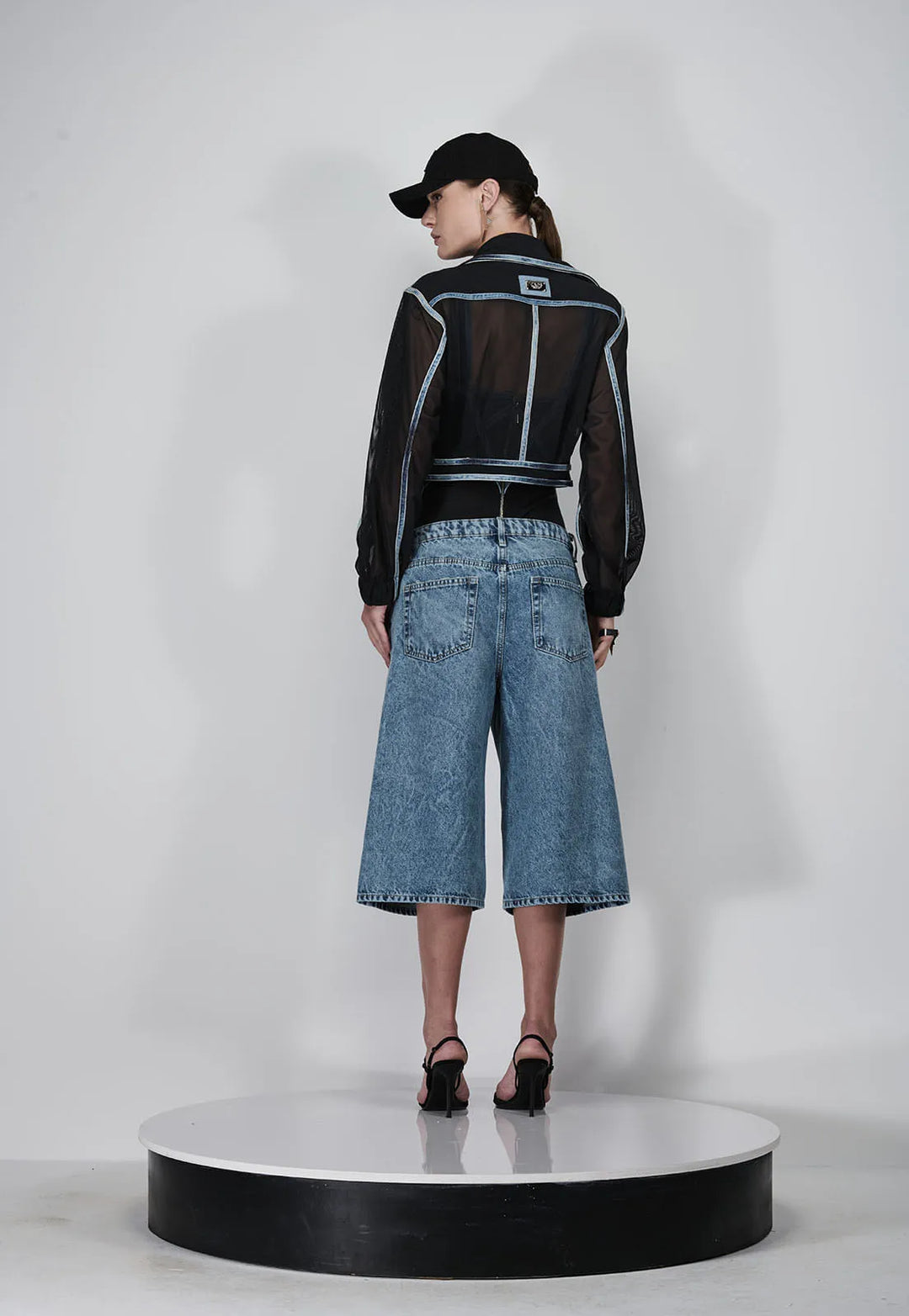 Bias Denim Tulle Jacket