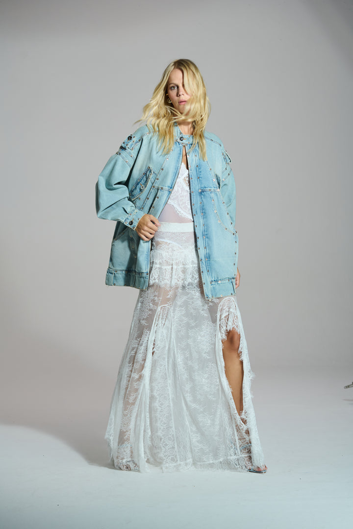 Maxi Cutout Denim Jacket