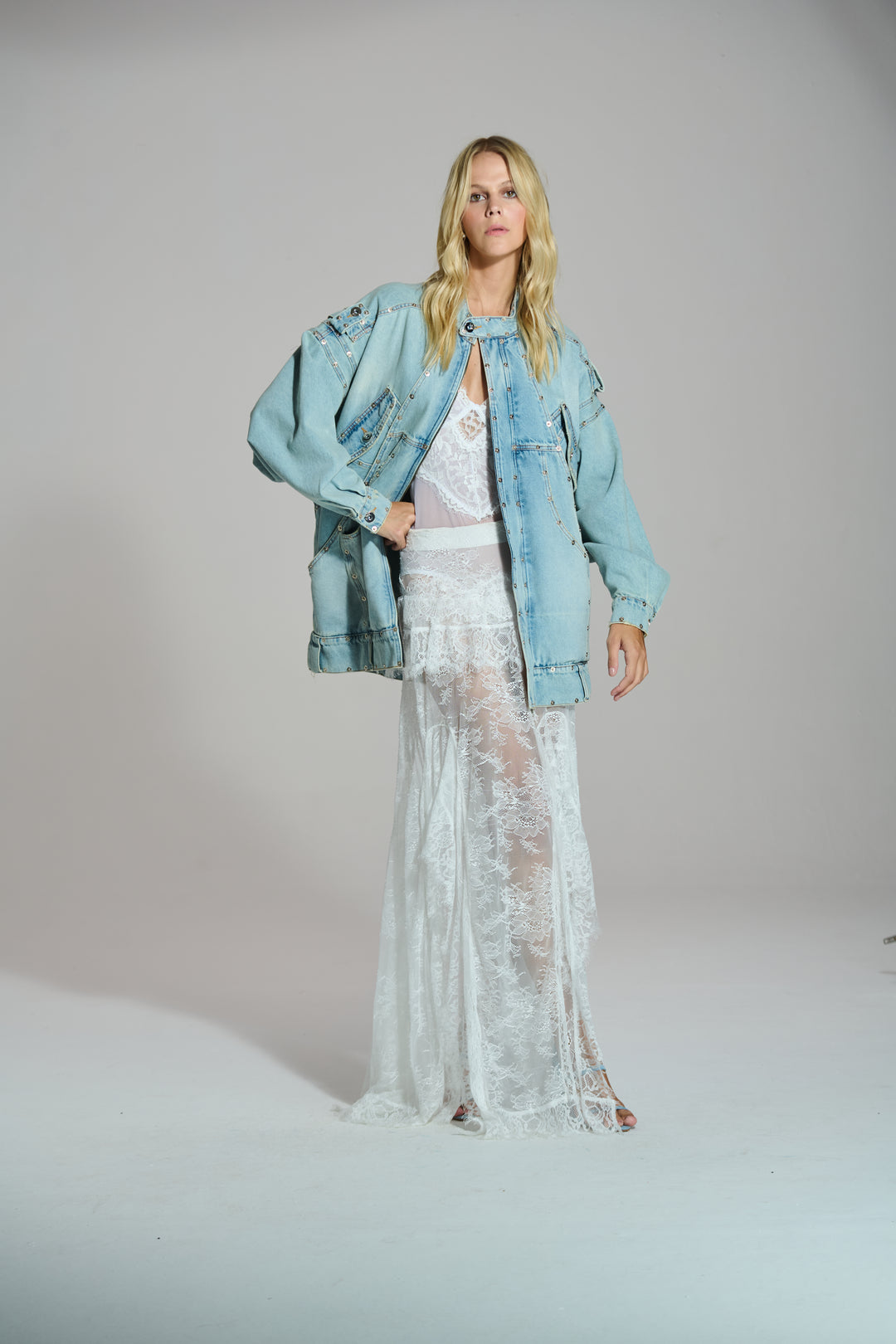 Maxi Cutout Denim Jacket