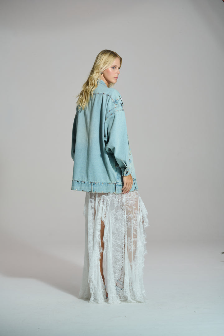 Maxi Cutout Denim Jacket