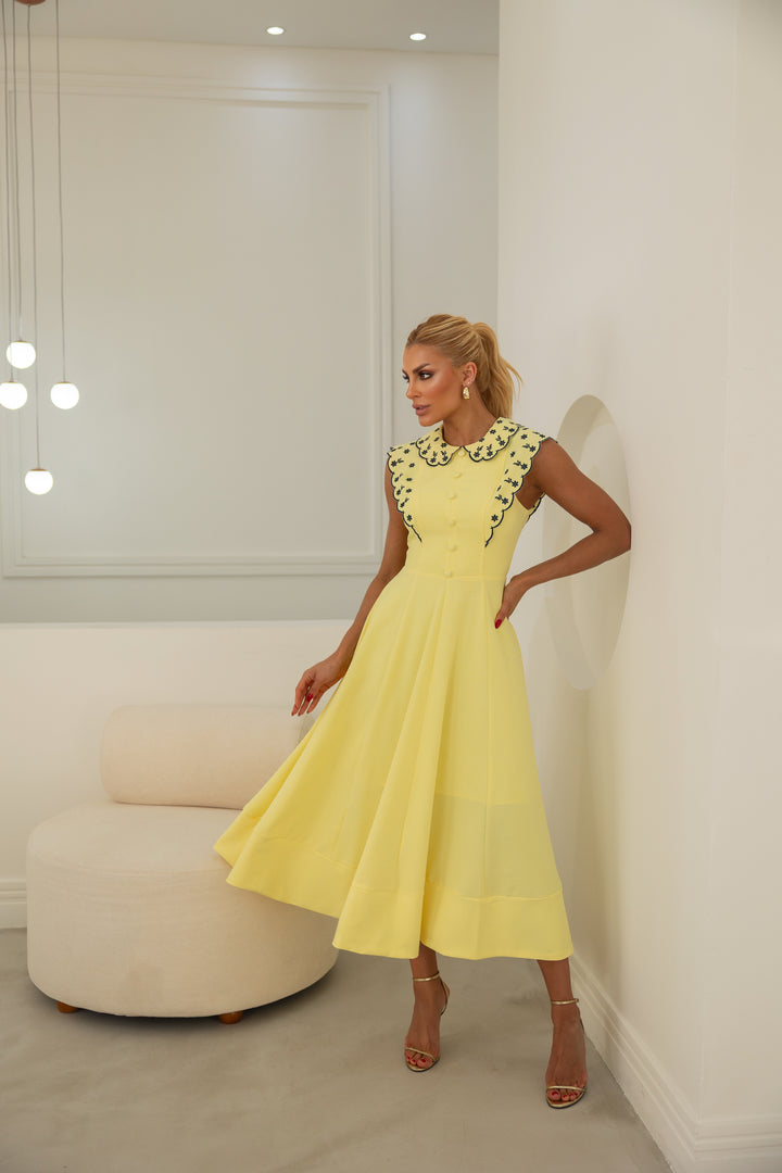 Embroidered Midi Dress