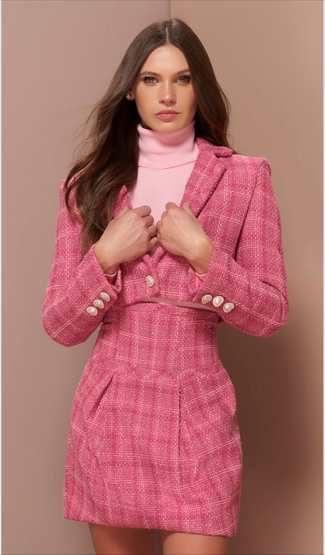 Anne Fernandes Tweed Blazer+Skirt Set