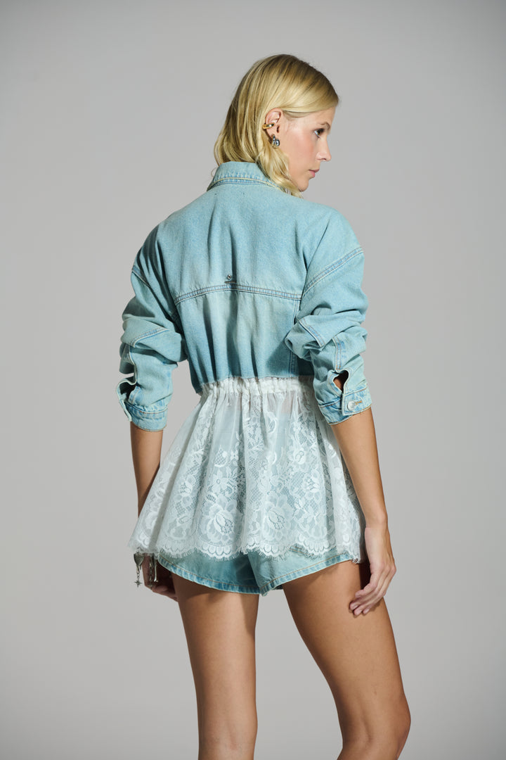 Parka Jeans Barra Renda