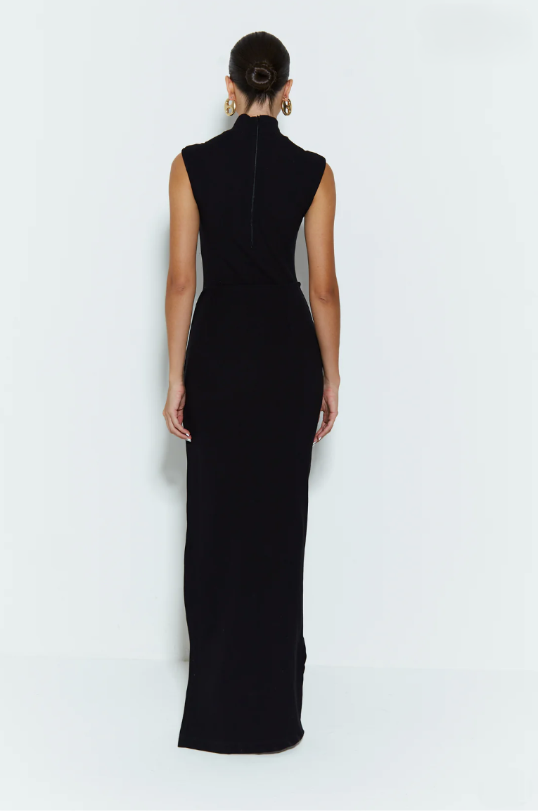 Midi Dress High Neck Cutout
