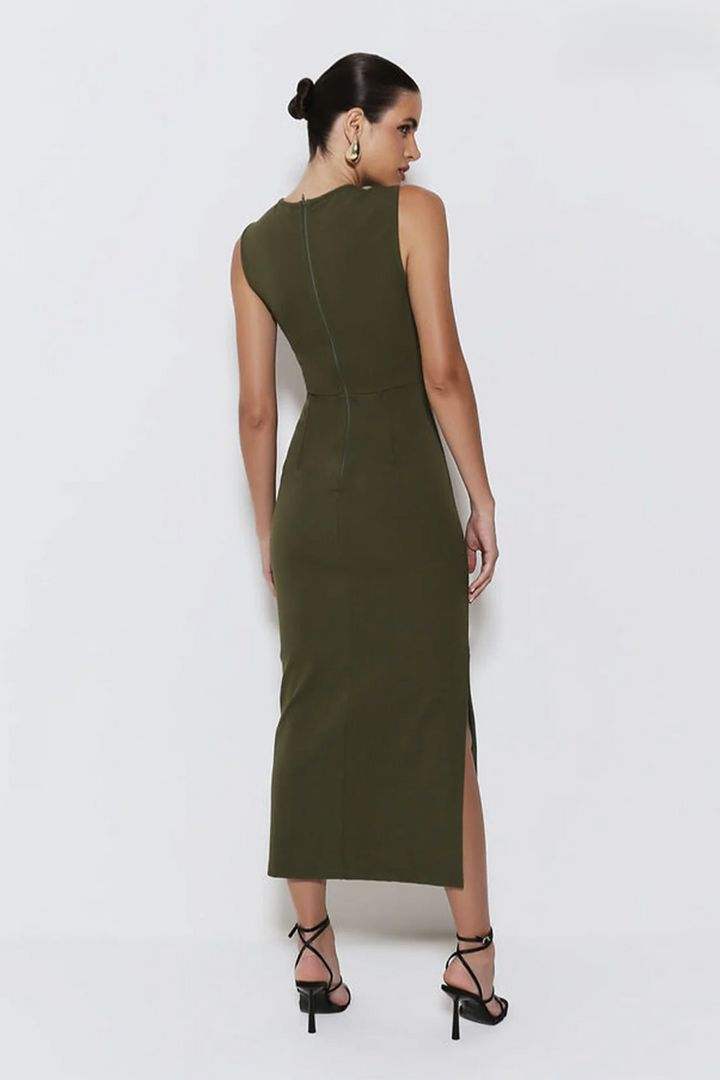Side Pleated Midi Dress