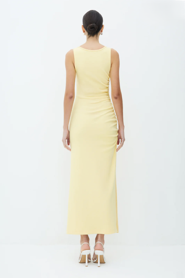 Ruched Slit Midi Dress