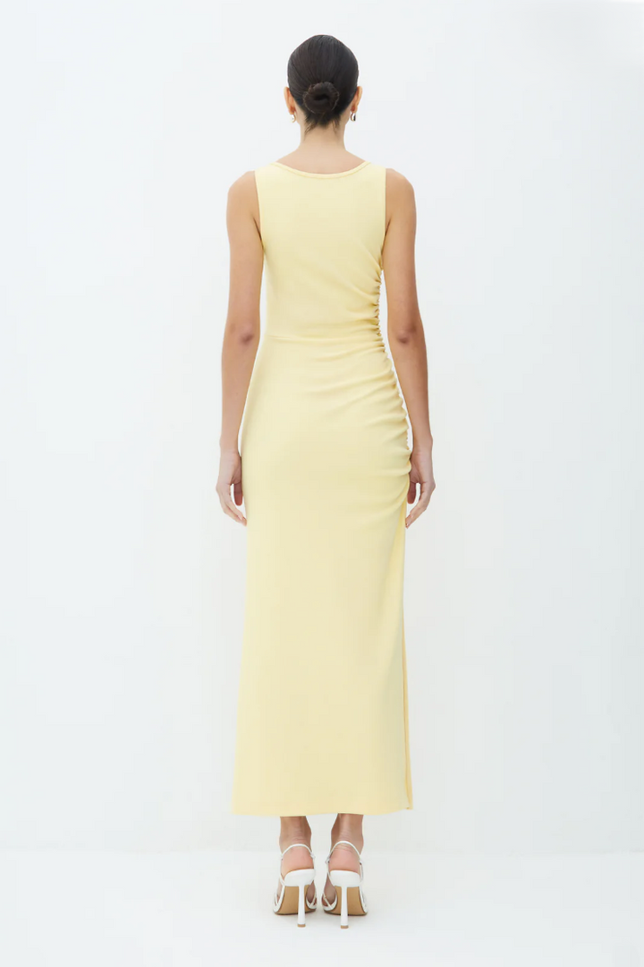 Ruched Slit Midi Dress