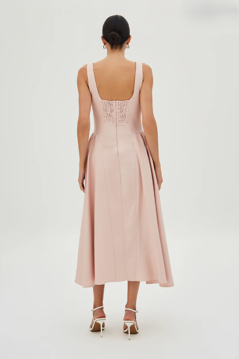 Midi Dress with Structured Skirt