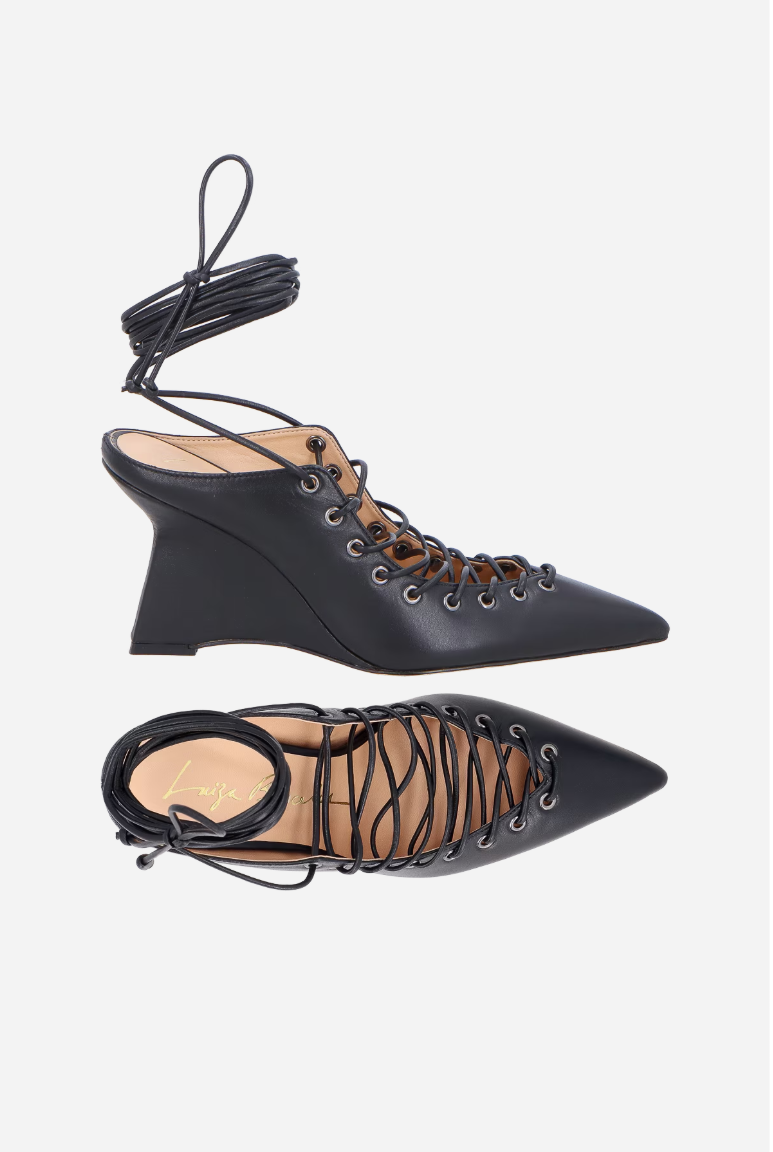 Scarpin Couro Tiras Trançadas