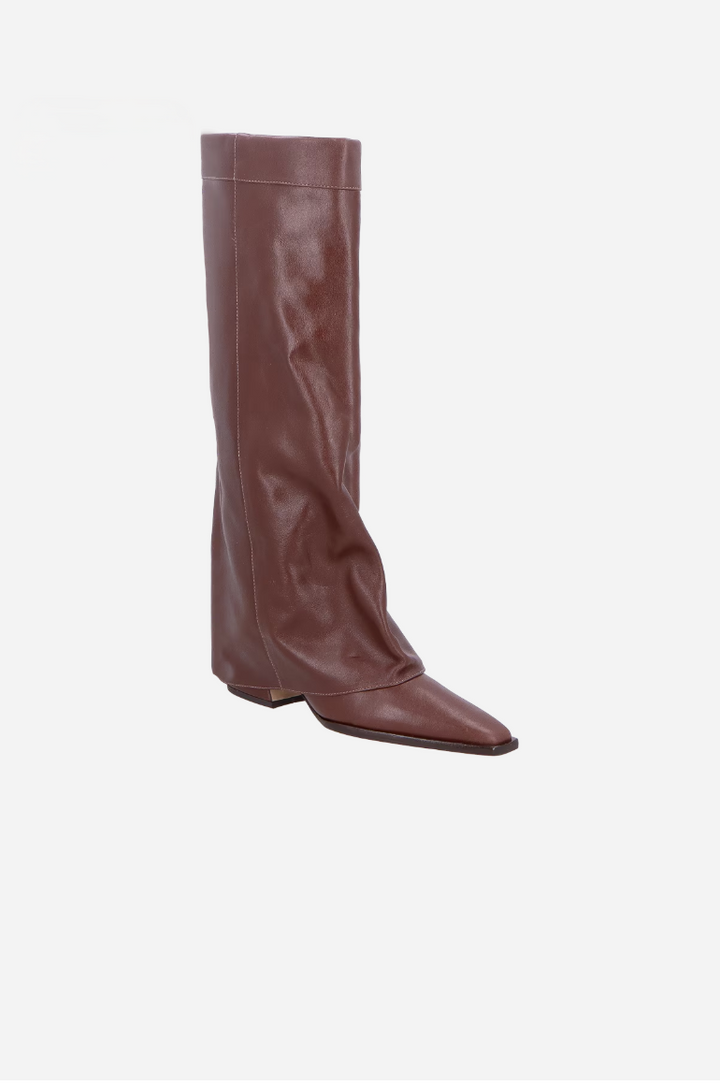 Bota Cano Alto Sobreposto Couro